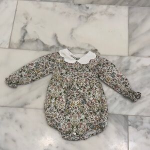 Floral Baby Romper with Peter Pan Collar